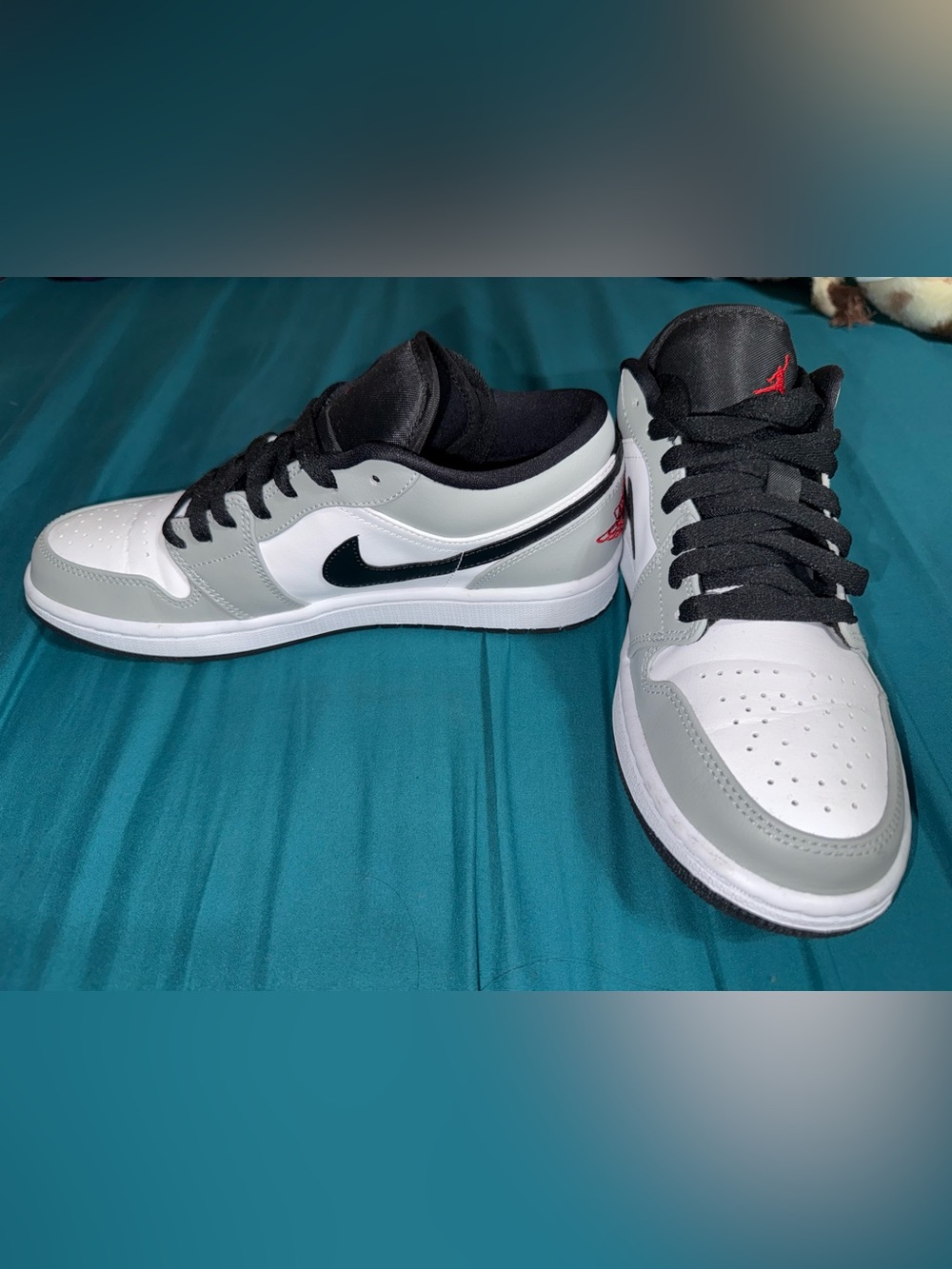 Nike Women's Low-Top Sneakers in White, Gray, Black with Red Accent